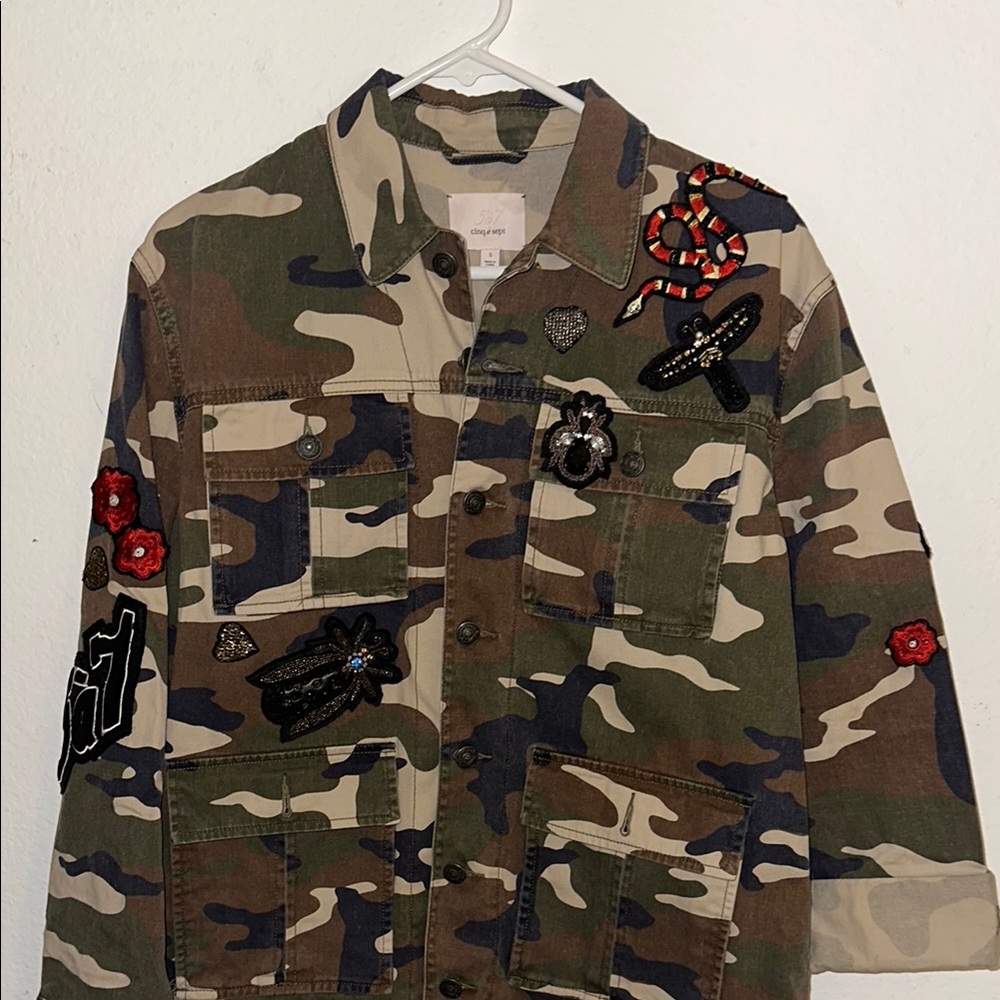 Camouflage Jacket with Vibrant Embroidery